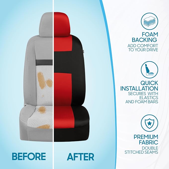 Car Seat Covers — Full Set — Red / Black