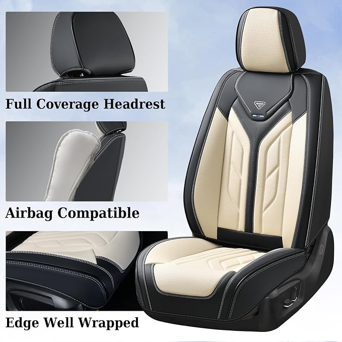 Universal Seat Covers — Front Seat — Black / Beige