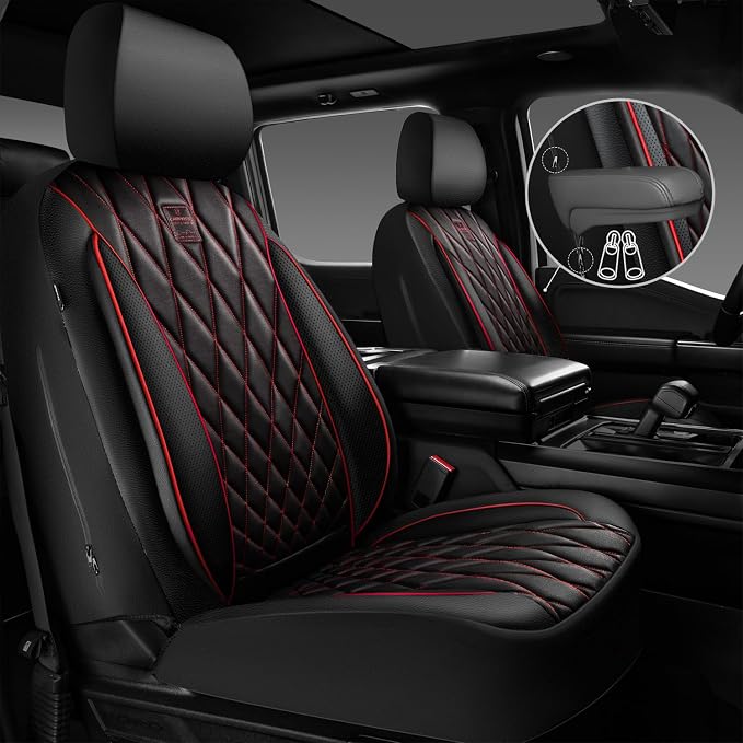 Universal Seat Covers — Full Set — Black / Red