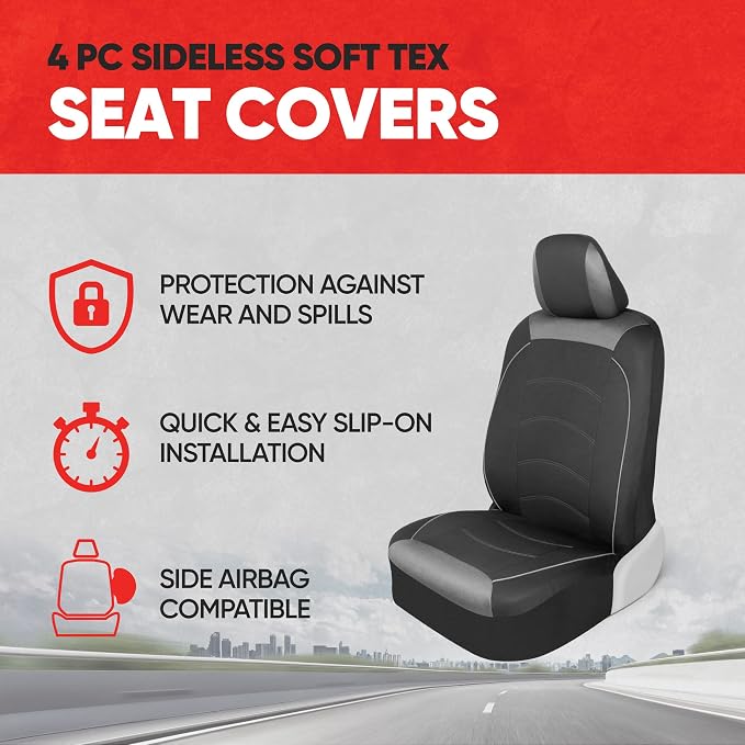 Fabric Car Seat Covers — Front Seat — Black