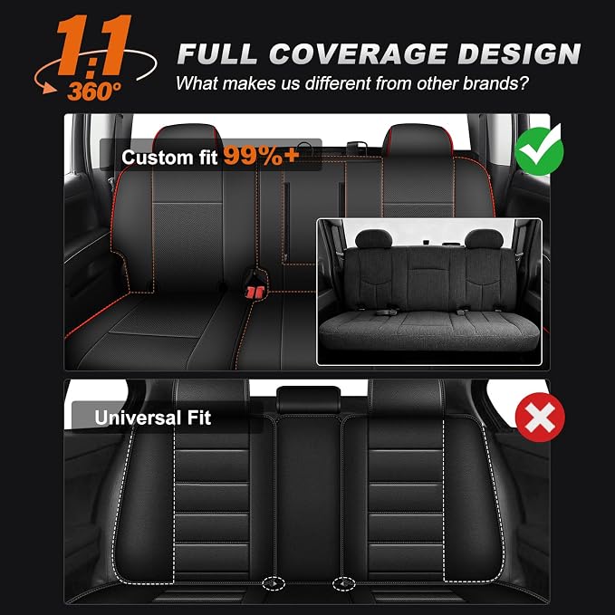 Faux Leather Seat Covers for Chevrolet Silverado / GMC Sierra — Full Set — Black / Red
