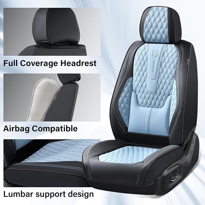 Universal Seat Covers — Full Set — Black / Blue