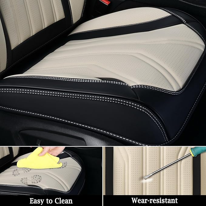 Universal Seat Covers — Full Set — Black / Beige