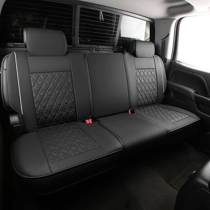 Seat Covers for Chevrolet Silverado / GMC Sierra — Rear Seat — Black / White