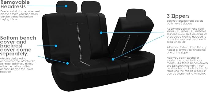 Universal Faux Leather Seat Covers — Black
