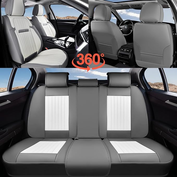 Universal Seat Covers — Full Set — Gray / White