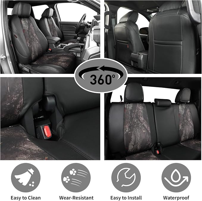Faux Leather Seat Covers for Toyota Tacoma — Full Set — Black
