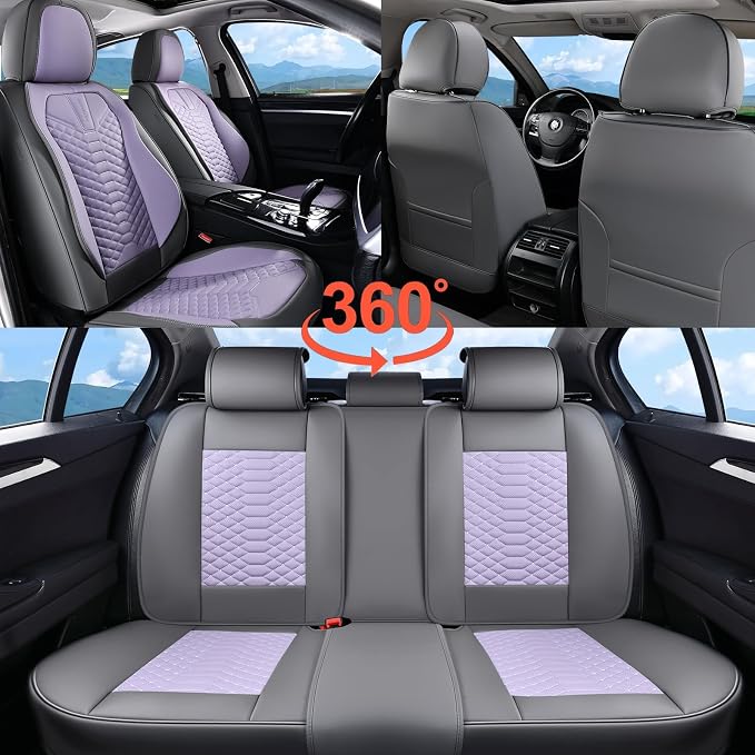 Universal Seat Covers — Full Set — Gray / Purple