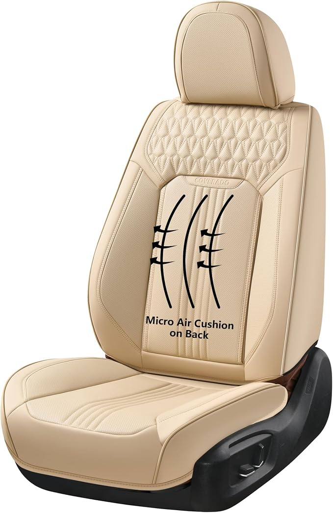 Universal Faux Leather Seat Covers — Front Seat — Beige