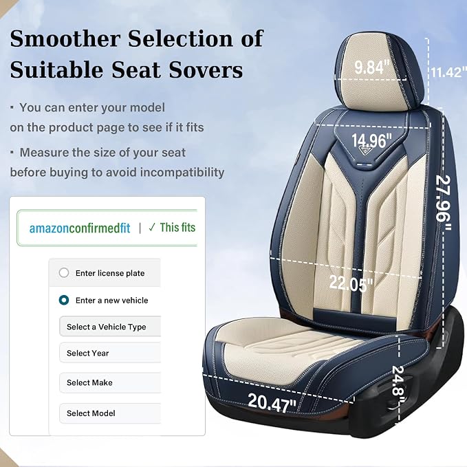 Universal Seat Covers — Full Set — Blue / Beige