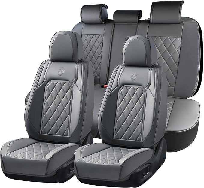 Universal Faux Leather Seat Covers — Full Set — Gray