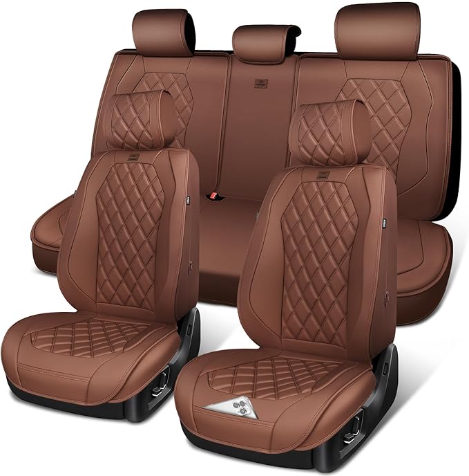 Universal Faux Leather Seat Covers — Full Set — Brown