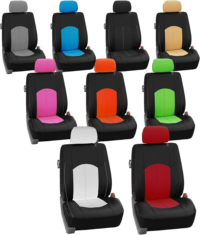 Universal Faux Leather Seat Covers — Front Seat — Black