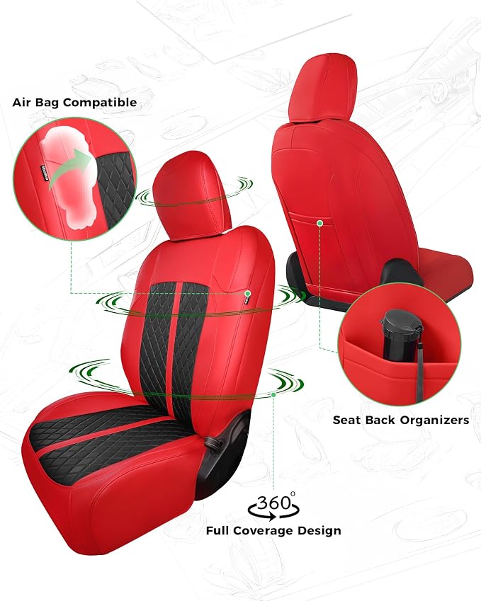 Seat Covers for Jeep Wrangler — Full Set — Red / Black