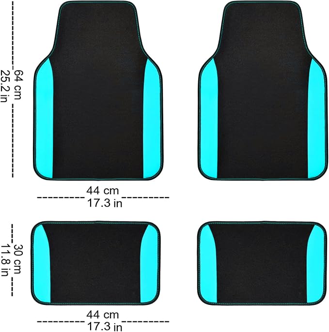 Fabric Car Seat Covers — Full Set — Black / Blue