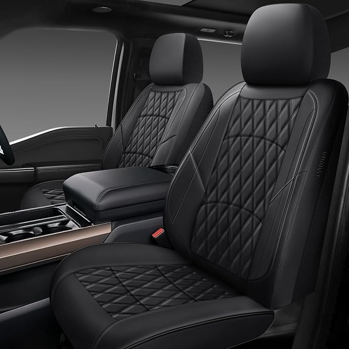 Universal Faux Leather Seat Covers — Front Seat — Black