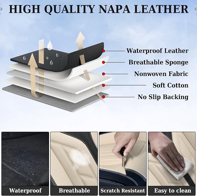 Universal Seat Covers — Full Set — Black / Beige