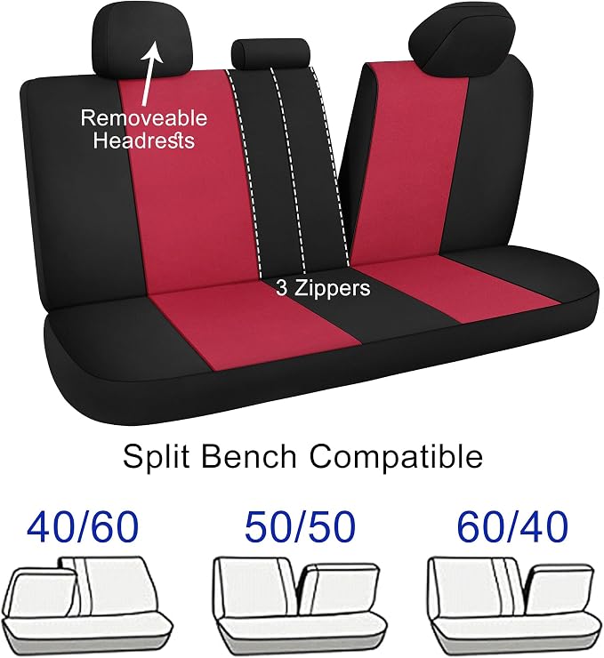Universal Neoprene Seat Covers — Black / Red