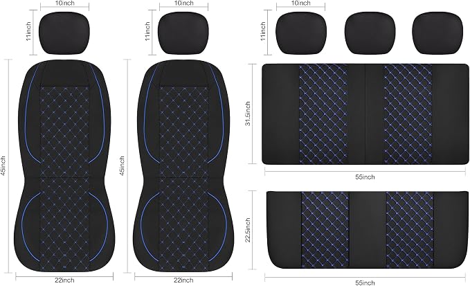 Fabric Car Seat Covers — Front Seat — Black / Blue