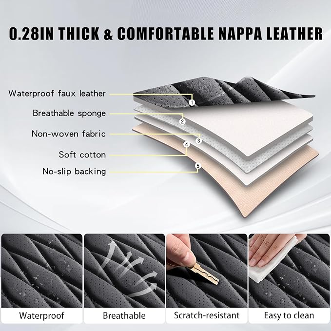 Universal Faux Leather Seat Covers — Full Set — Black