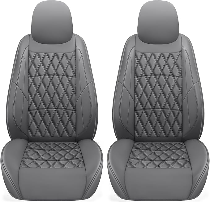Universal Faux Leather Seat Covers — Front Seat — Gray