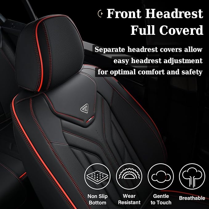 Universal Seat Covers — Full Set — Black / Red