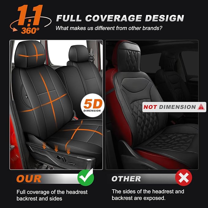 Faux Leather Seat Covers for Chevrolet Silverado / GMC Sierra — Full Set — Black