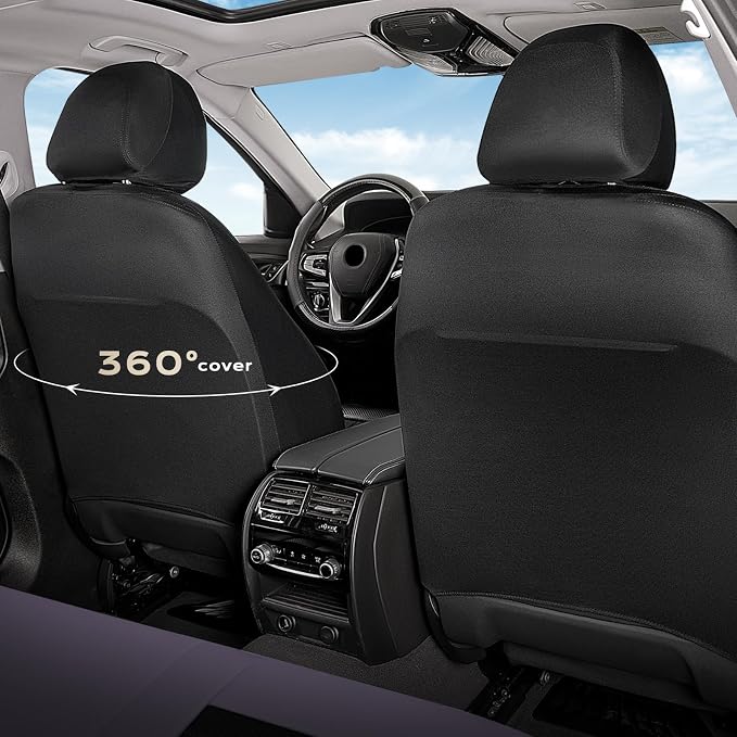Fabric Car Seat Covers — Front Seat — Purple / Black