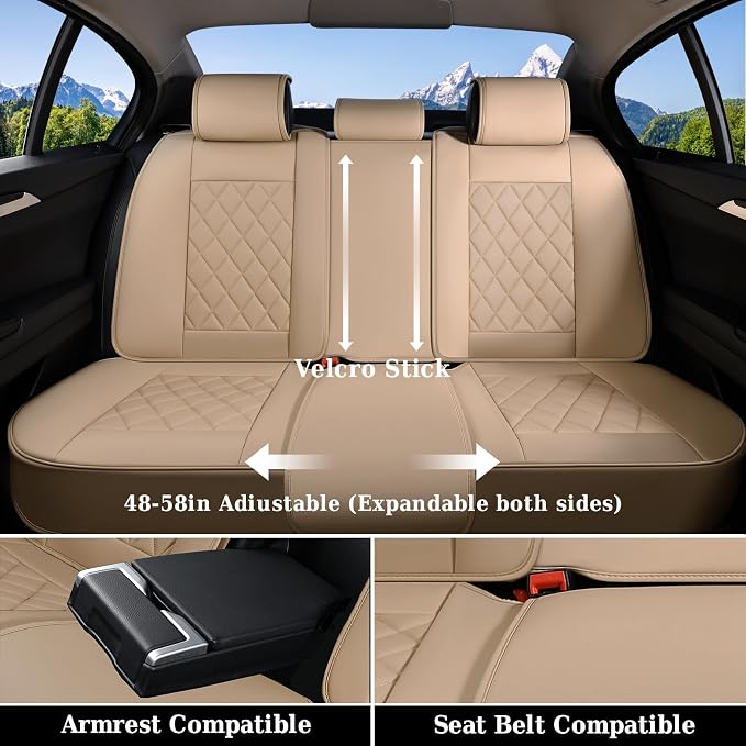 Universal Faux Leather Seat Covers — Full Set — Beige
