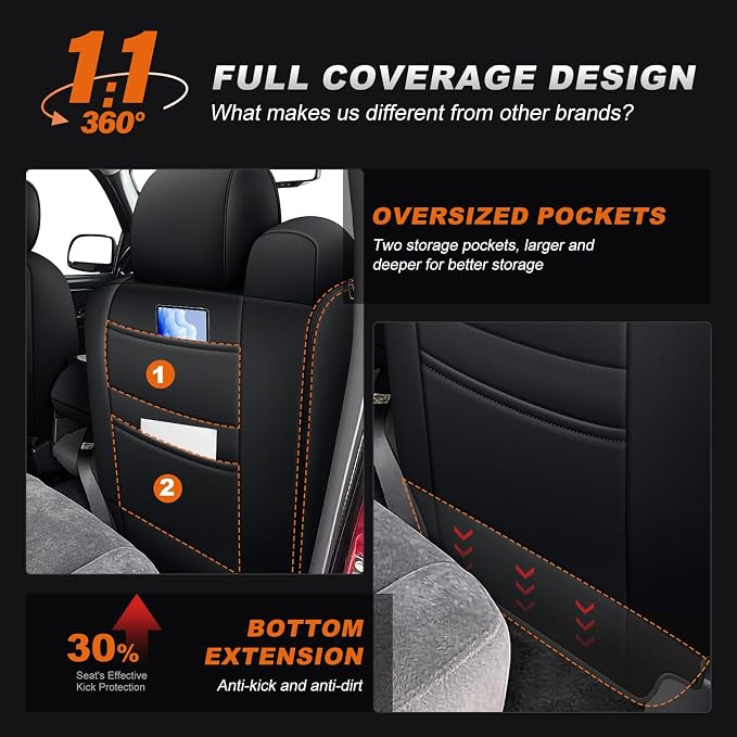 Faux Leather Seat Covers for Chevrolet Silverado / GMC Sierra — Full Set — Black