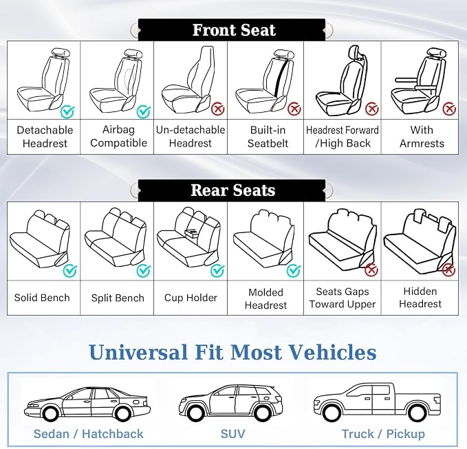 Universal Faux Leather Seat Covers — Front Seat — Brown