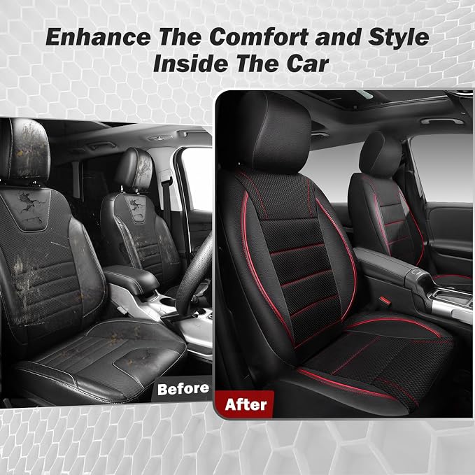 Universal Fabric Seat Covers — Front Seat — Black / Red