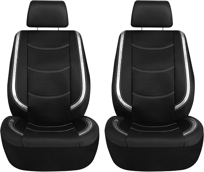 Universal Faux Leather Seat Covers — Full Set — White