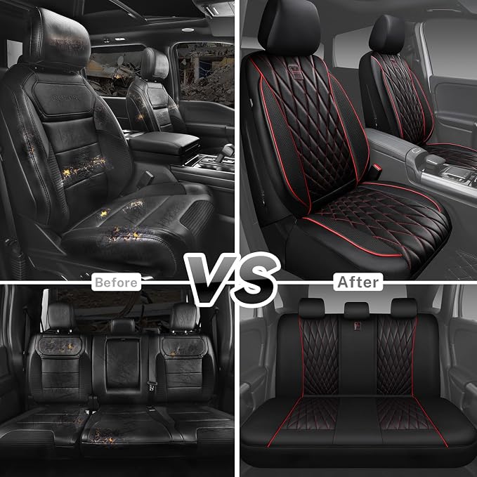 Universal Seat Covers — Full Set — Black / Red