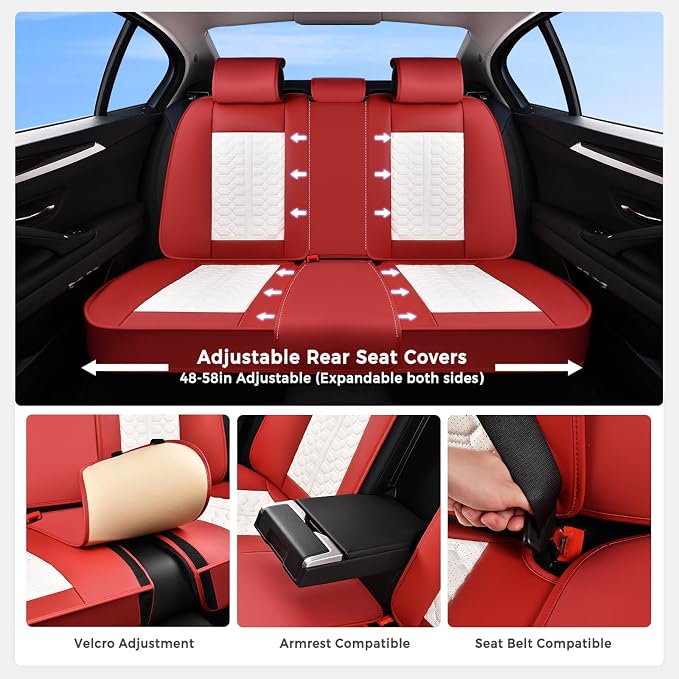 Universal Seat Covers — Full Set — Red / White