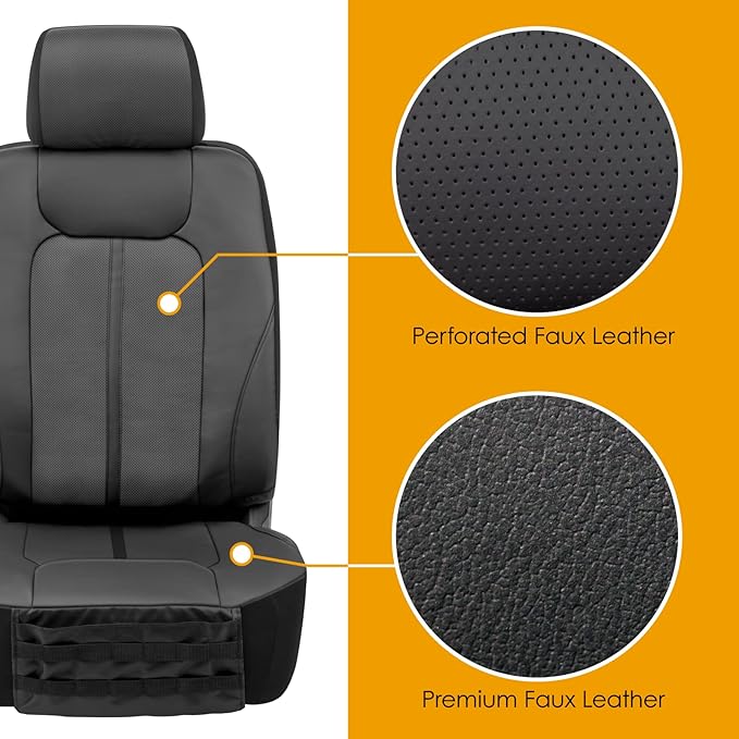 Faux Leather Car Seat Covers — Front Seat — Black