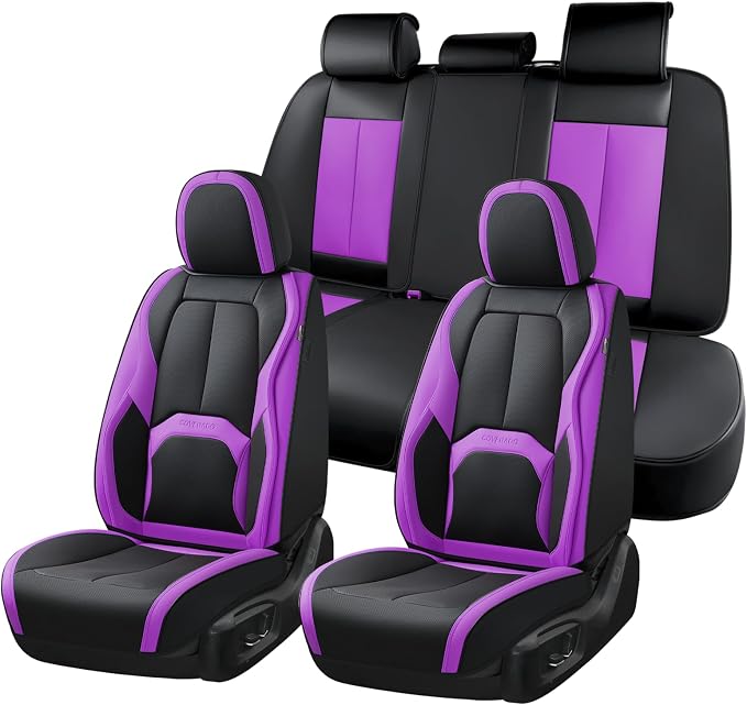 Universal Seat Covers — Full Set — Black / Purple