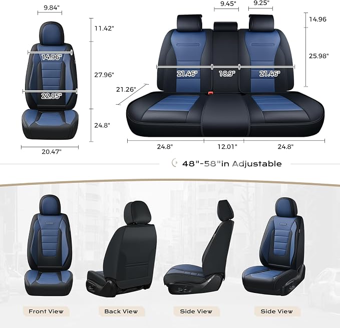 Universal Seat Covers — Full Set — Black / Blue