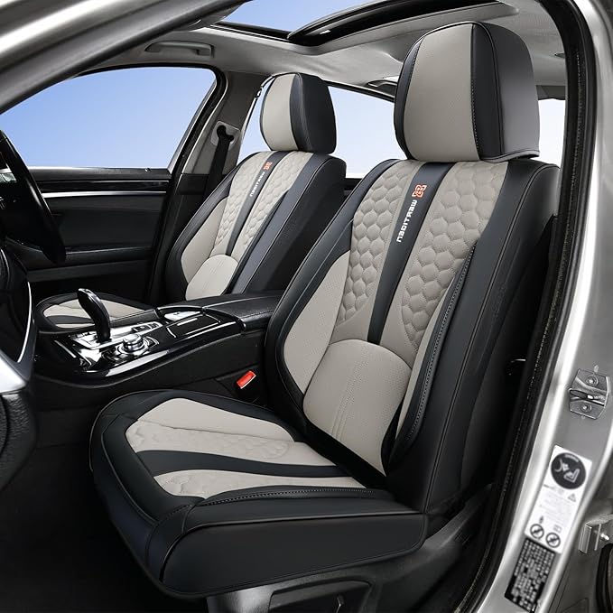 Faux Leather Car Seat Covers — Black / Gray