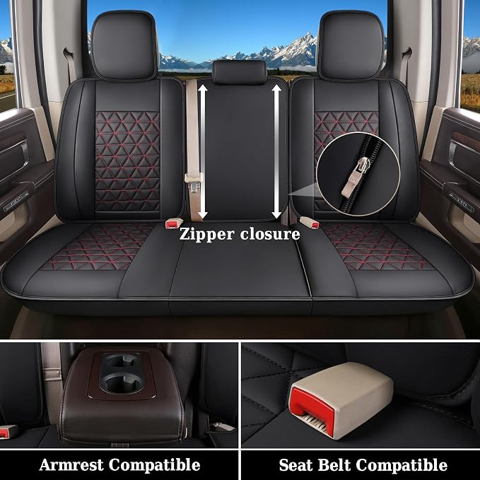 Seat Covers for Multiple Vehicles — Full Set — Black / Red