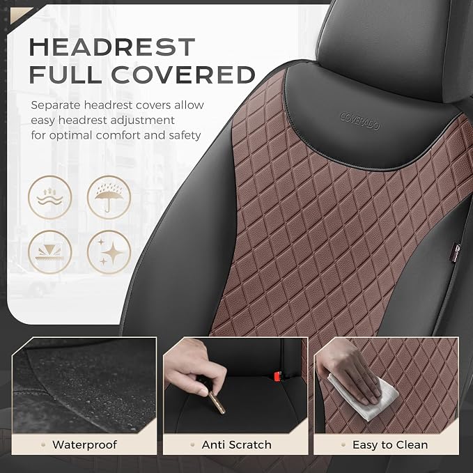 Universal Seat Covers — Full Set — Black / Coffee