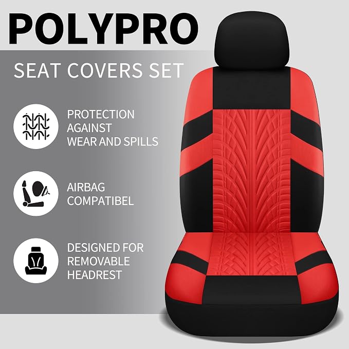 Universal Seat Covers — Front Seat — Black / Red