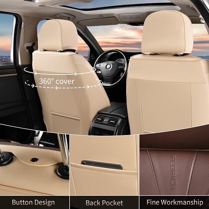Universal Seat Covers — Full Set — Beige / Coffee
