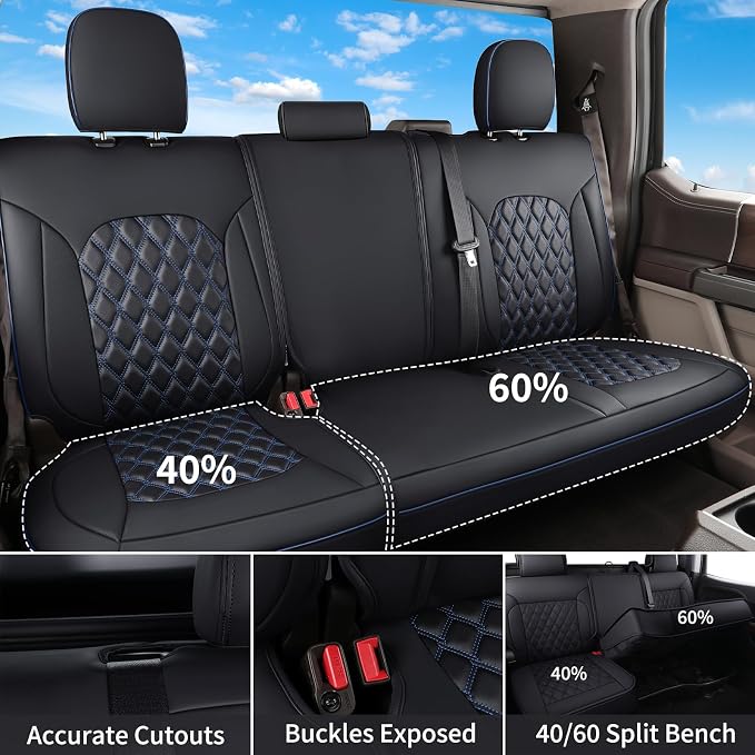 Seat Covers for Toyota Tacoma — Full Set — Black / Blue