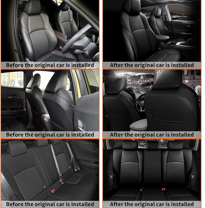 Faux Leather Seat Covers for Toyota C-HR — Full Set — Black