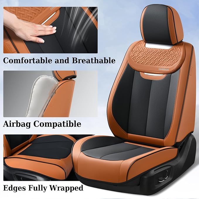Universal Seat Covers — Full Set — Brown / Black