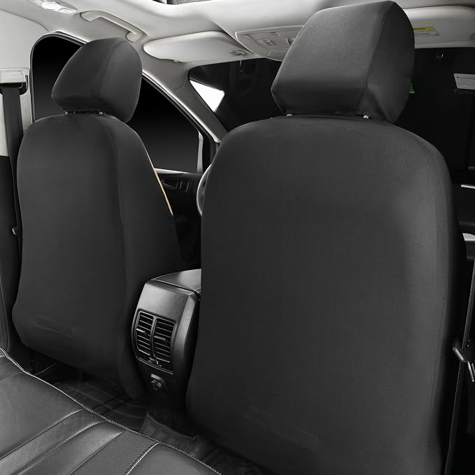 Universal Faux Leather Seat Covers — Front Seat — Black / Beige