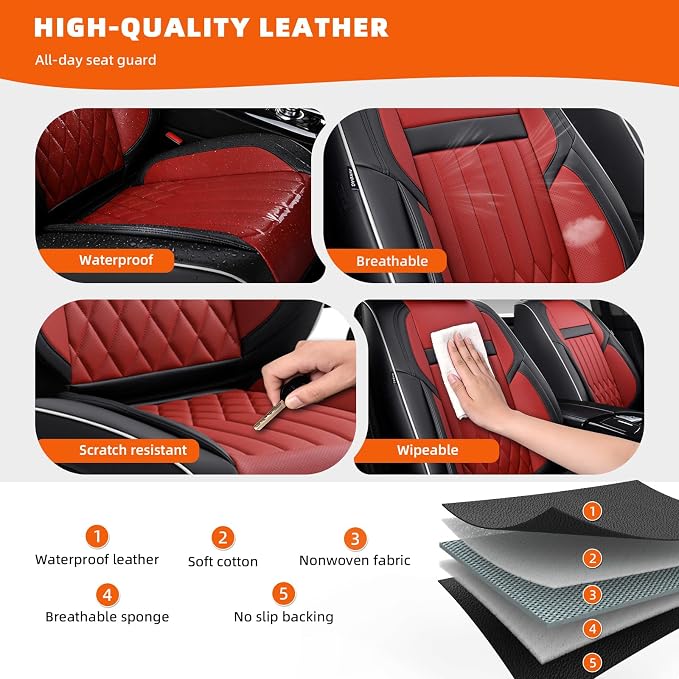 Universal Seat Covers — Full Set — Black / Red