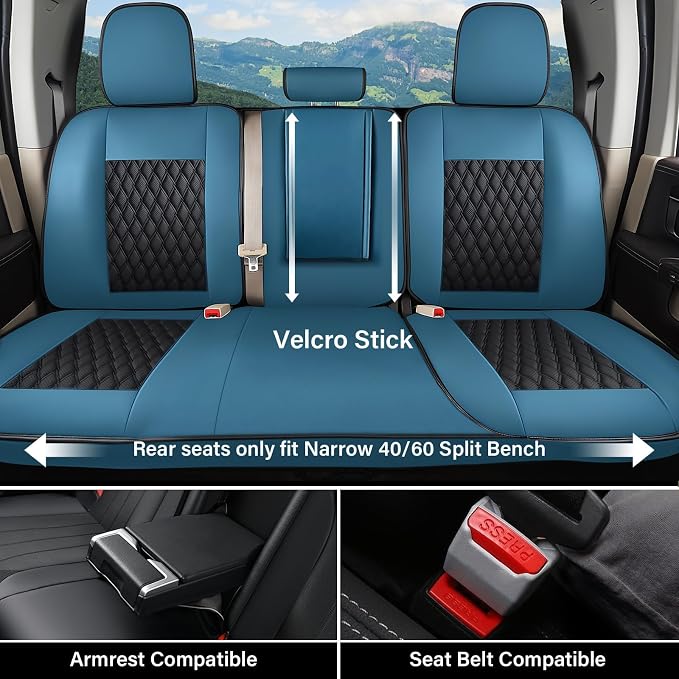 Faux Leather Seat Covers for Chevrolet Silverado / GMC Sierra — Full Set — Blue