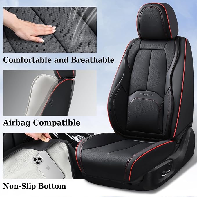 Universal Seat Covers — Full Set — Black / Red